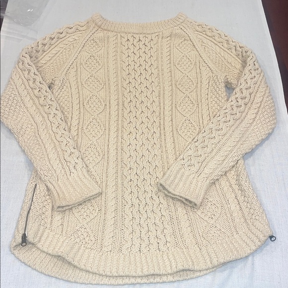 L.L. Bean Sweaters - 3201103 L.L. Bean Signature Women Cotton Fisherman Cable Tunic Sweater Beige XS
